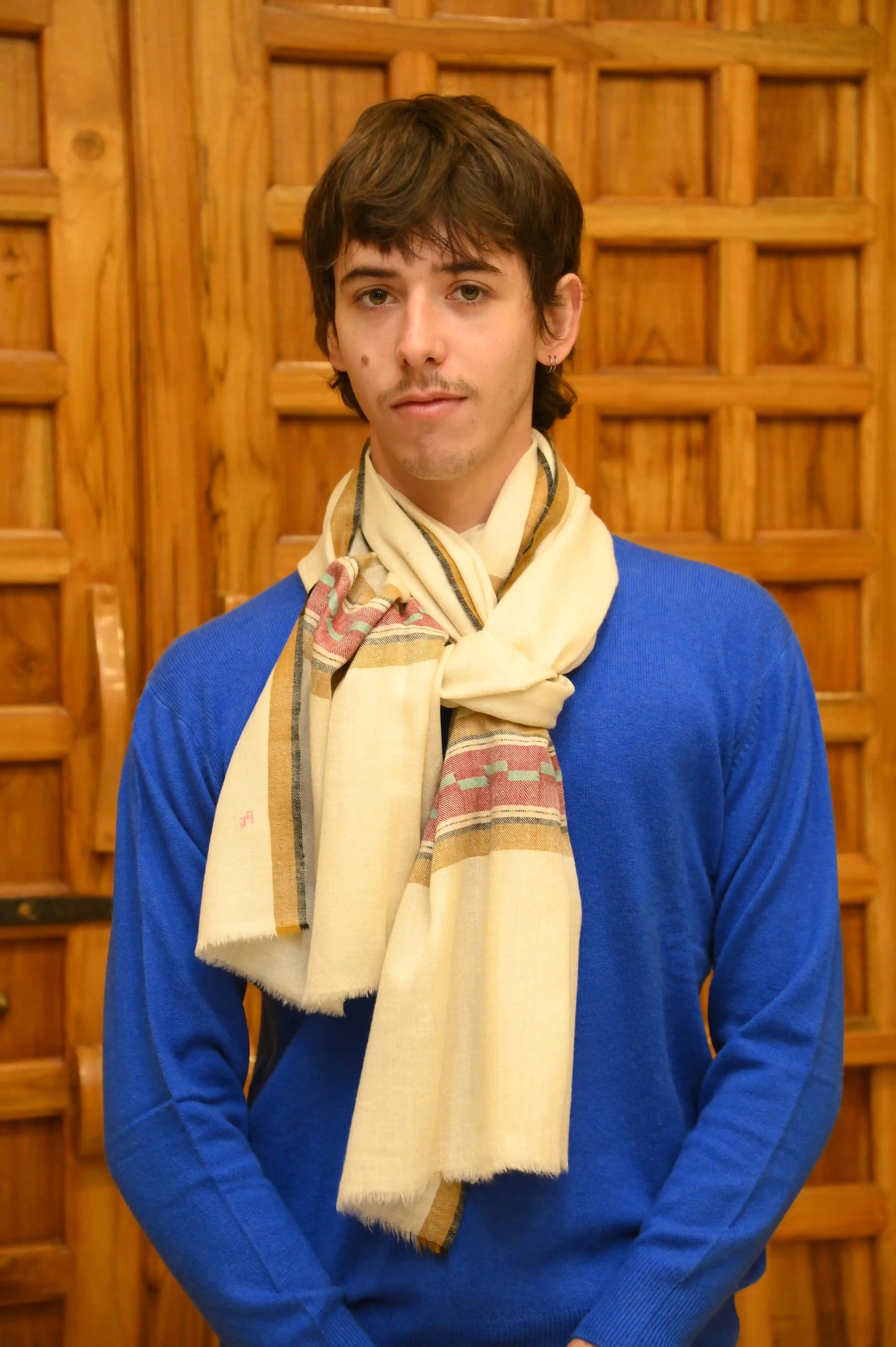 Handwoven Cashmere Scarf(off-white)
