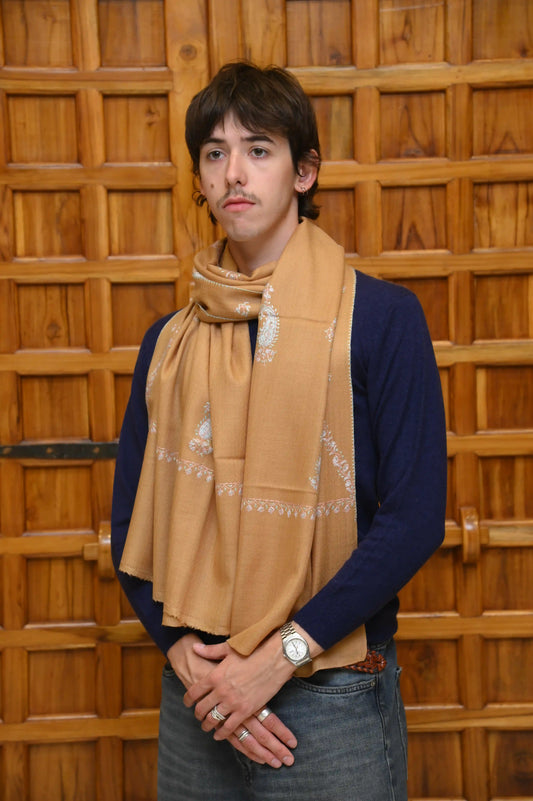 Hand-Embroidered Cashmere Scarf