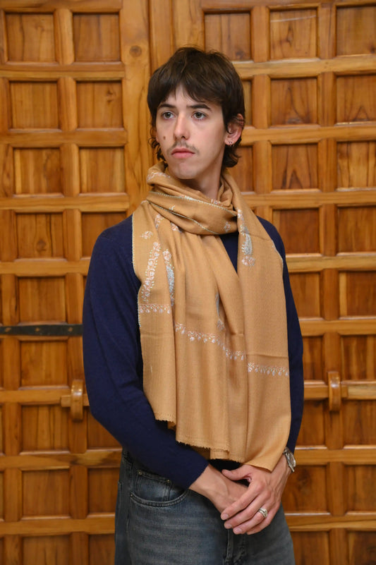 Hand-Embroidered Cashmere Scarf