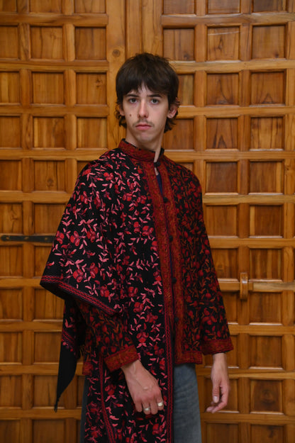 Richly Hand-Embroidered Kashmiri Coat (Red)