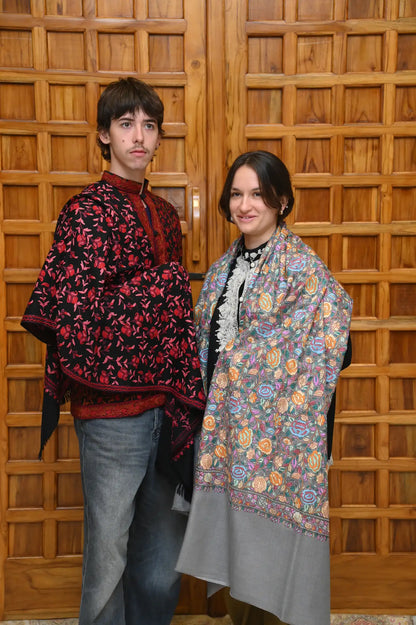 Richly Hand-Embroidered Kashmiri Coat (Red)