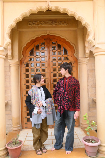 Richly Hand-Embroidered Kashmiri Coat (Red)