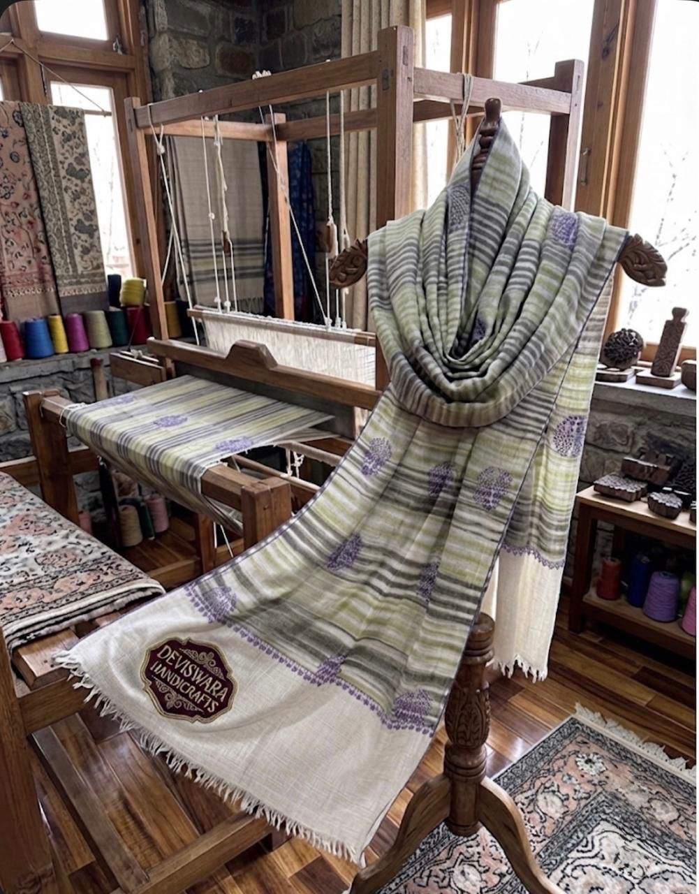 Sage Green & Lavender Striped Scarf