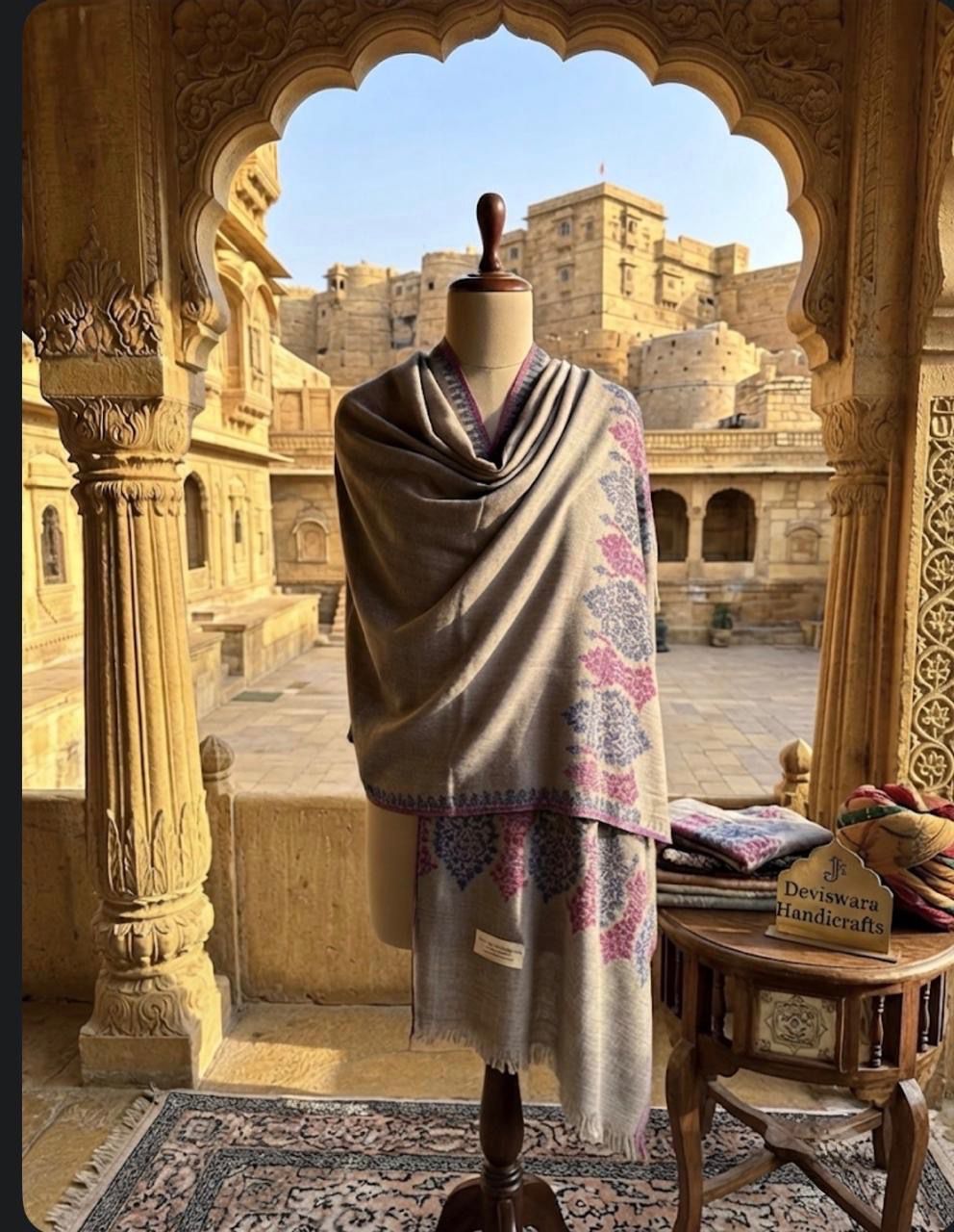 Taupe Grey Floral & Paisley Scarf